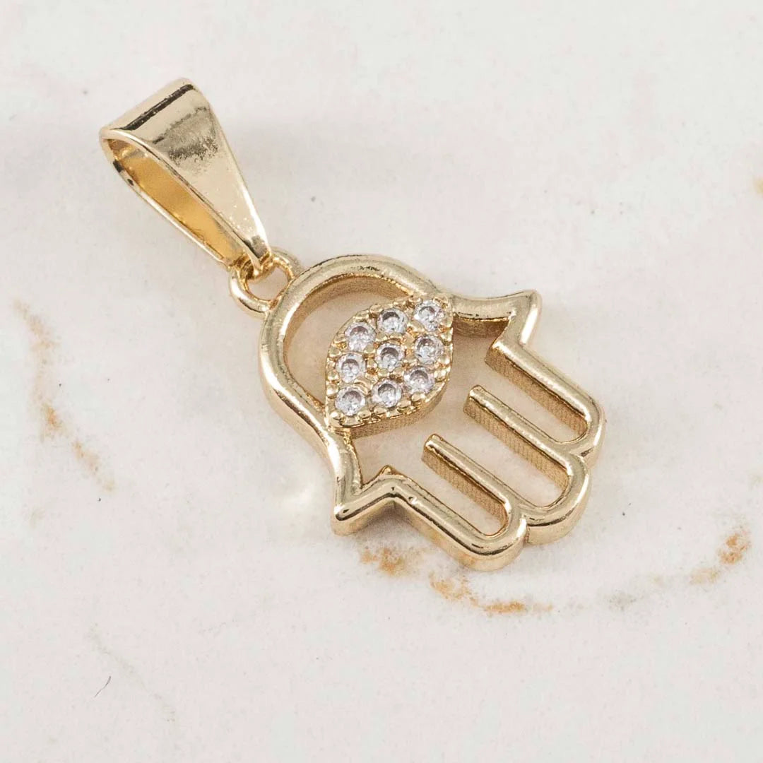 DIJE MANO DE HAMSA OJO CIRCONES