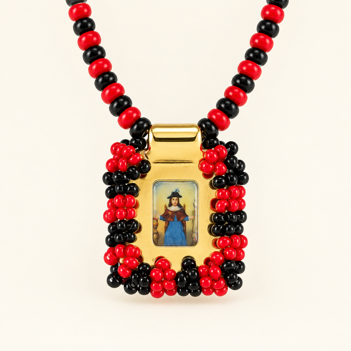 Collar de Protección Santo Niño de Atocha negro y rojo
