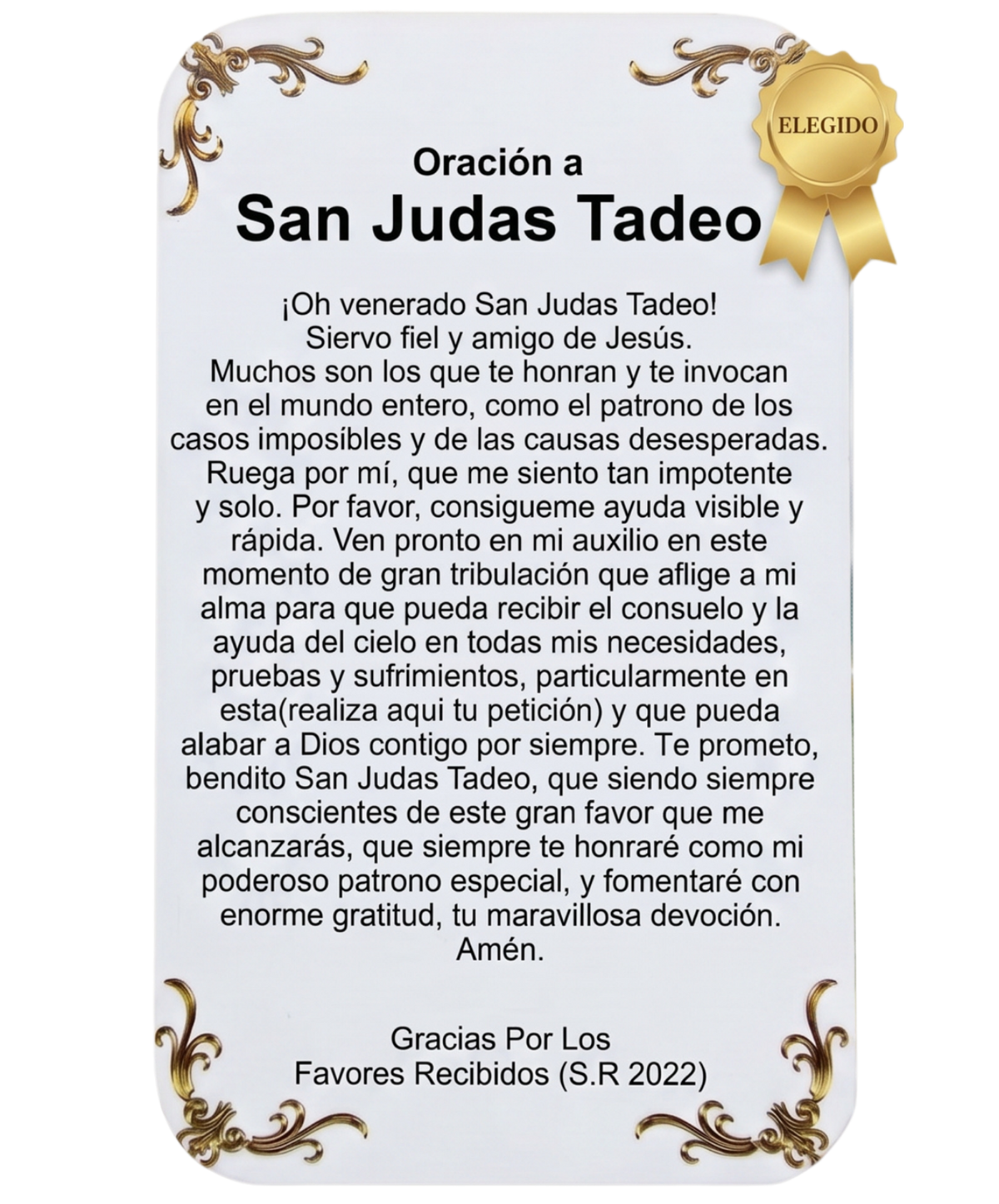 Cara trasera de la carta