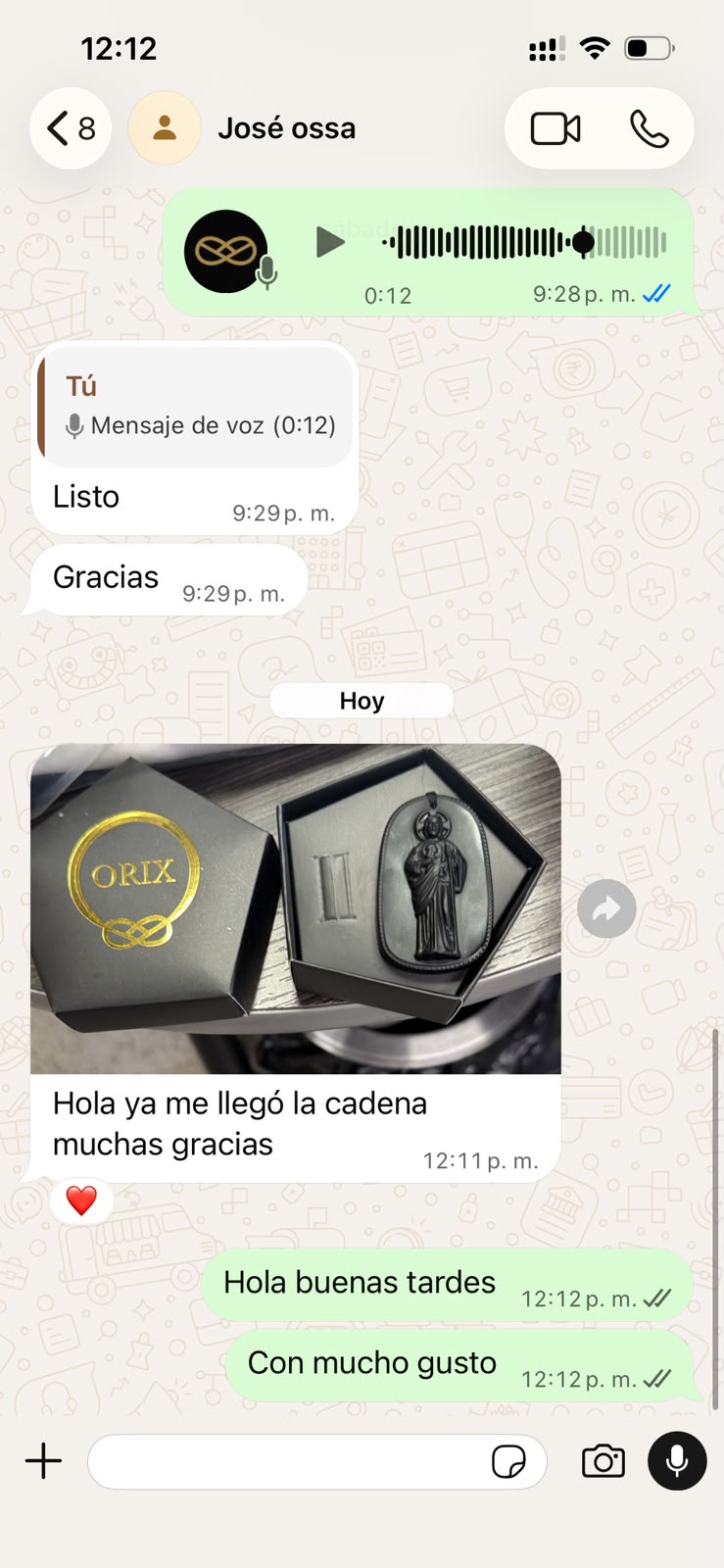Testimonio cliente Orix Collar San Judas Tadeo 5
