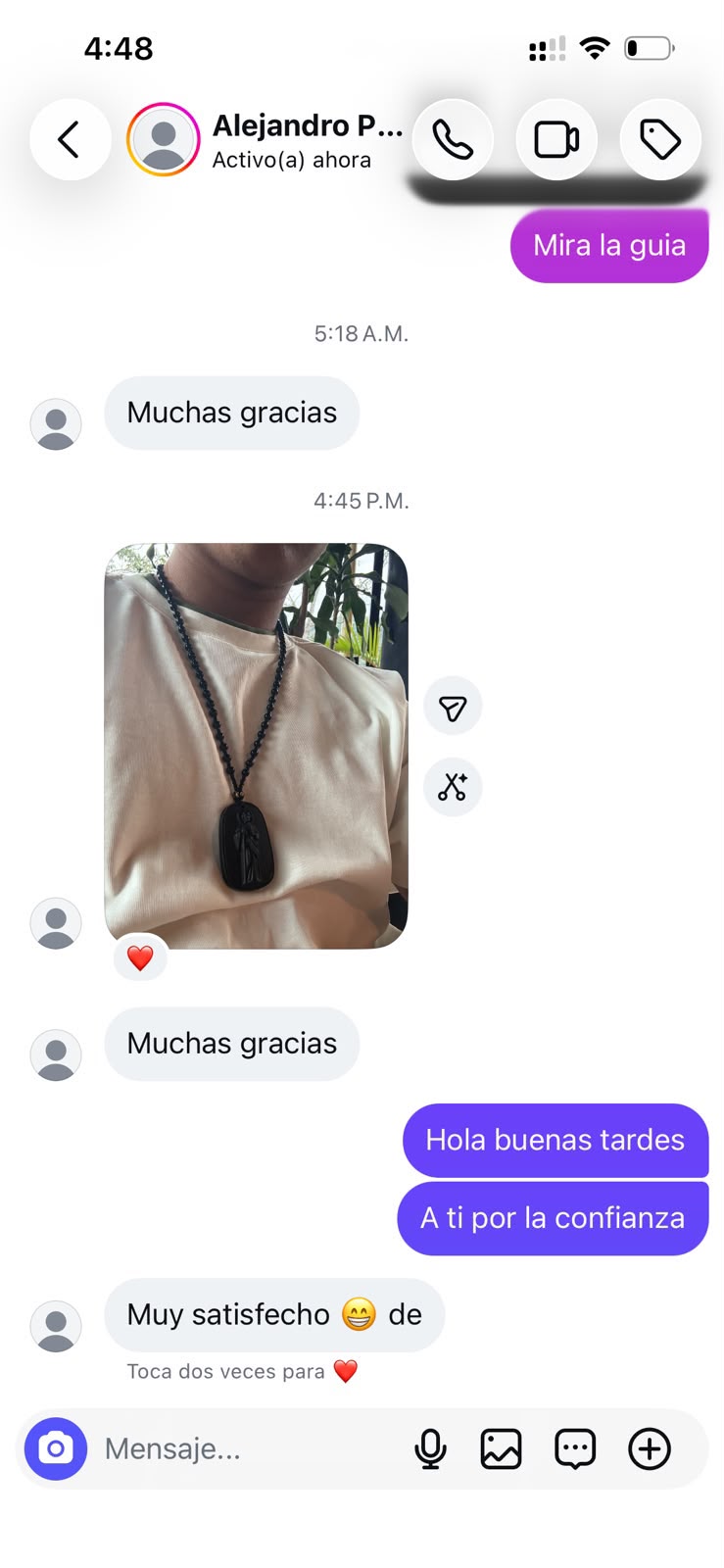 Testimonio cliente Orix Collar San Judas Tadeo 12